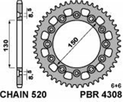 Звезда задняя PBR 4308 44 (JTR245/2.44)