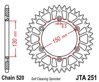 Звезда ведомая алюминиевая JTA251.52BLU (цвет синий)