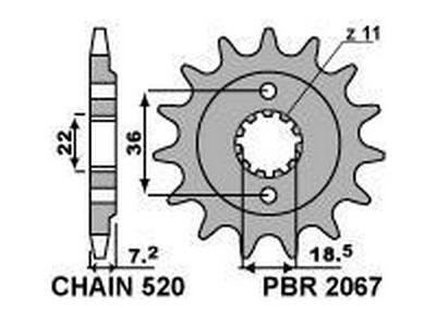 Звезда передняя PBR 2067 C14 (JTF1321.14)